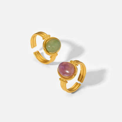 Natural Stone Ring 18K Gold Plated for Women