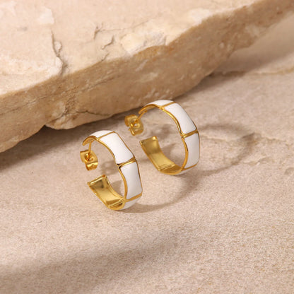 CC White Earrings 18K Gold Plated for Women on the Rock