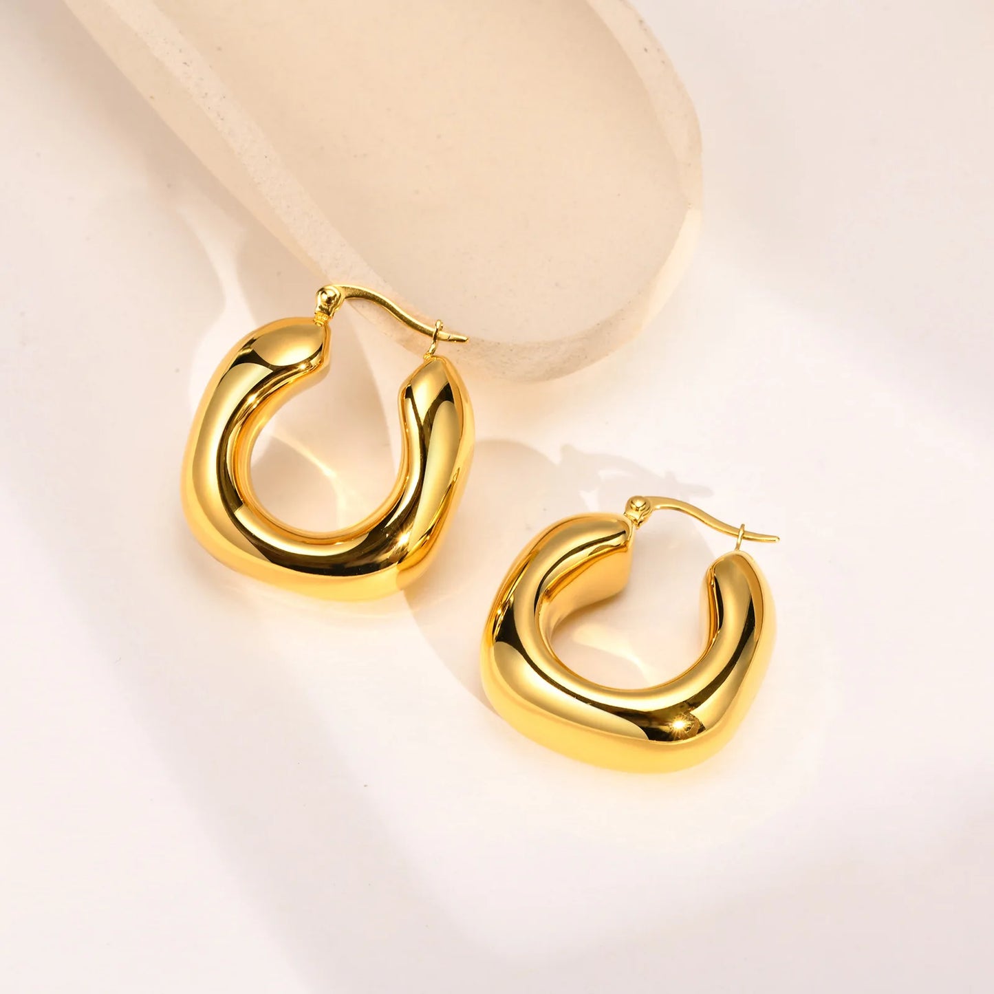 CC Shaped Earrings 18K Gold Plated for Women 