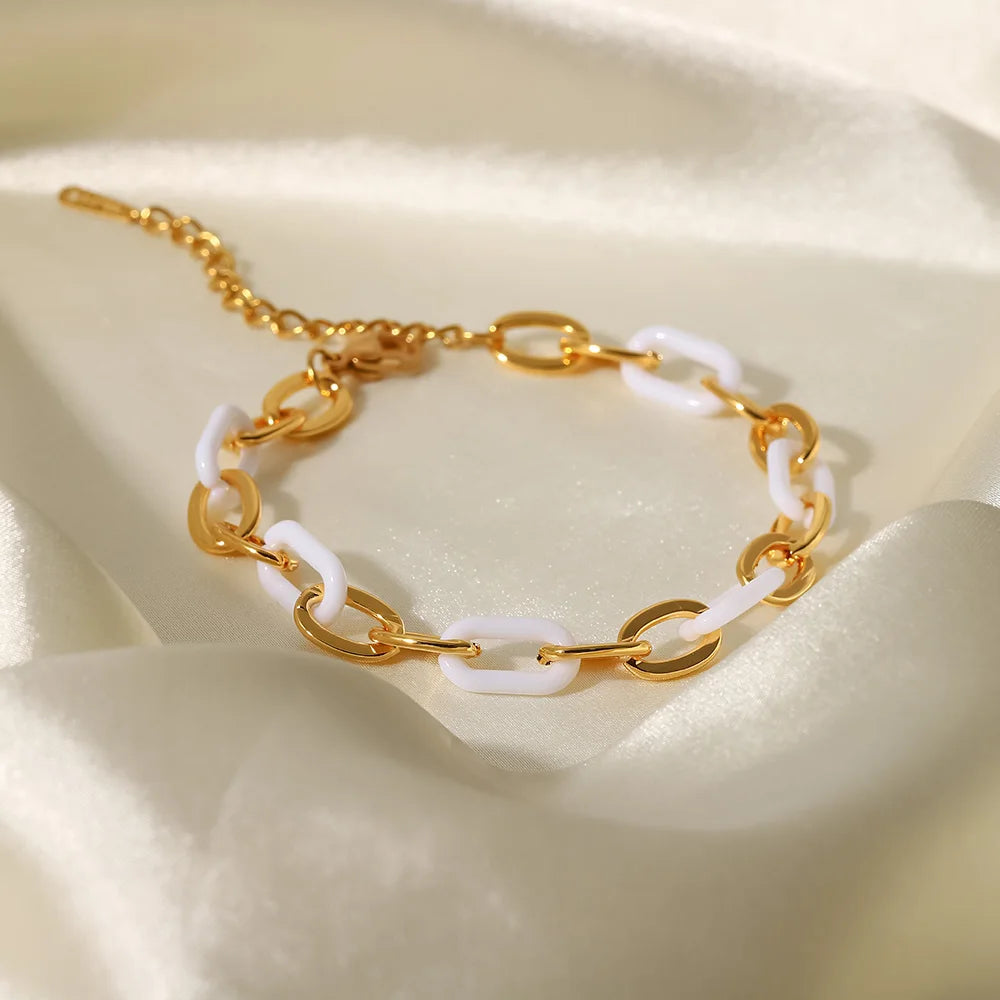 Colorful Bracelet 18K Gold Plated for Women White Closer