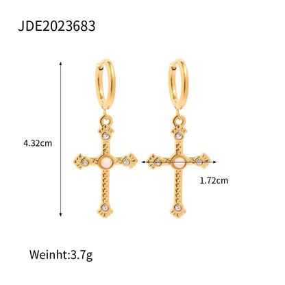 Cross Earring 18K Gold Plated for Women Size