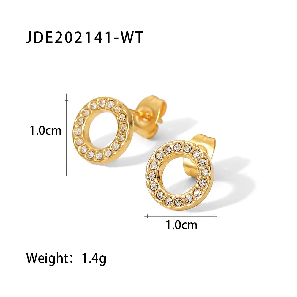 Cubic Zirconia Earrings 18K Gold Plated for Women Size