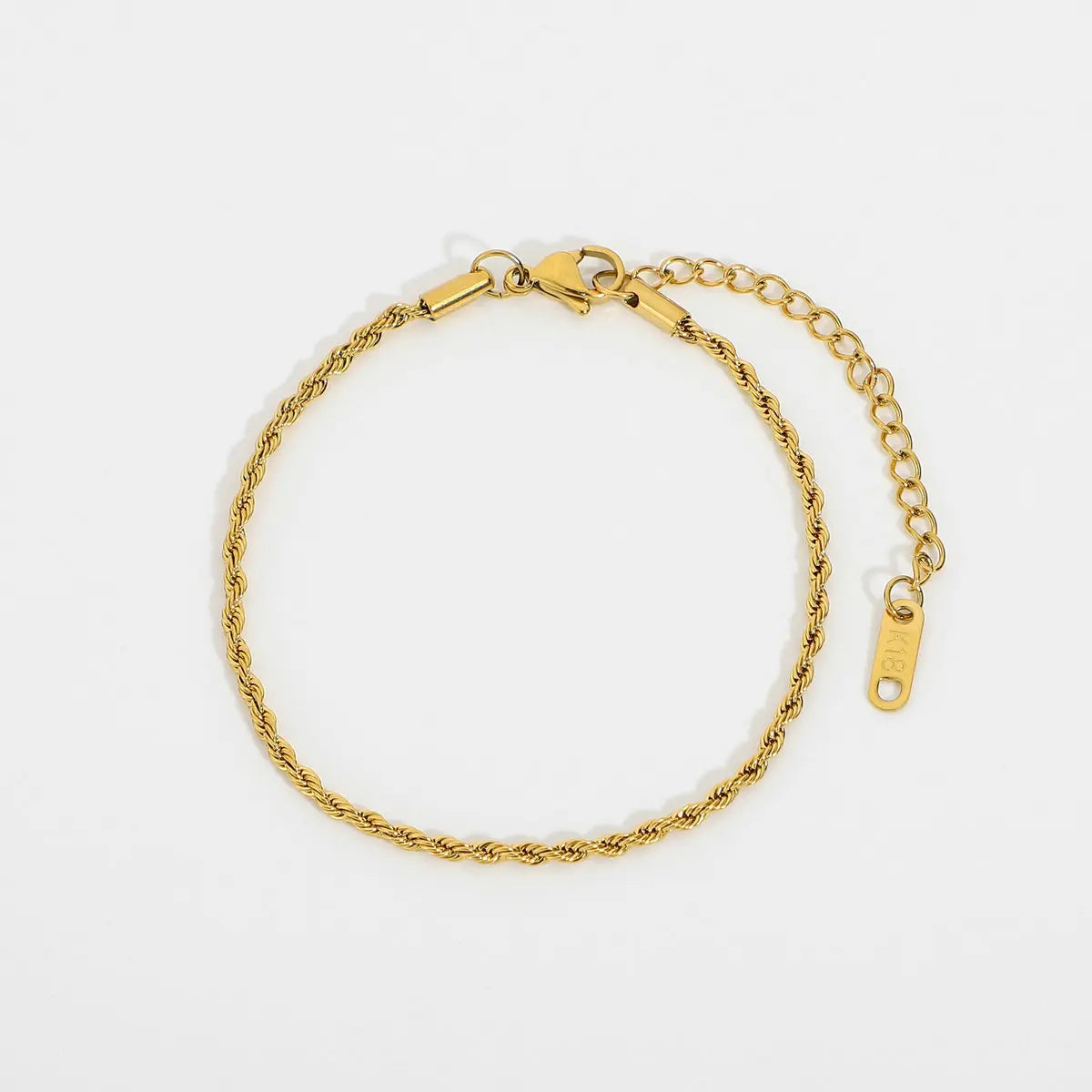 Classic Rope Bracelet 18K Gold Plated for Women White Background