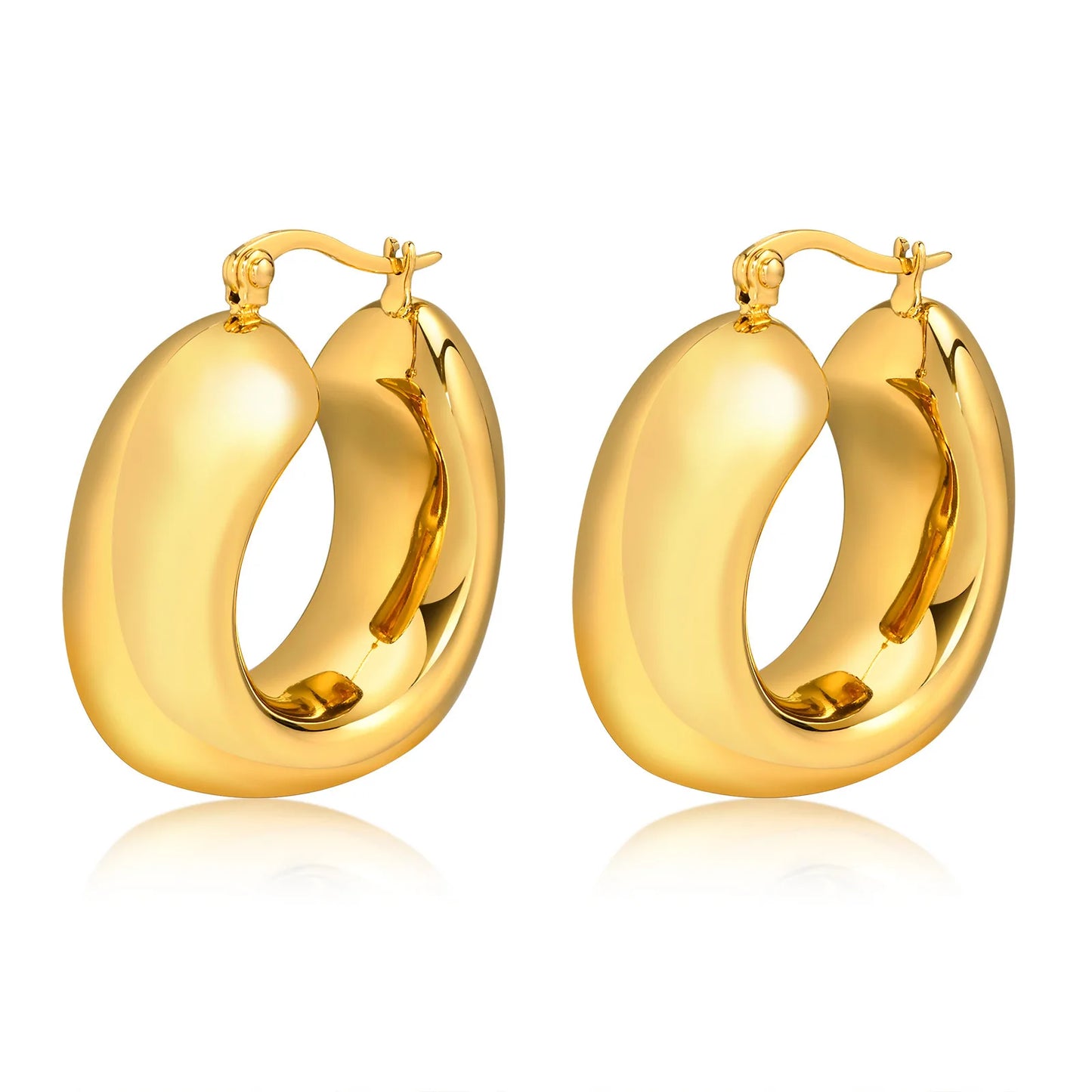 CC Shaped Earrings 18K Gold Plated for Women White Background
