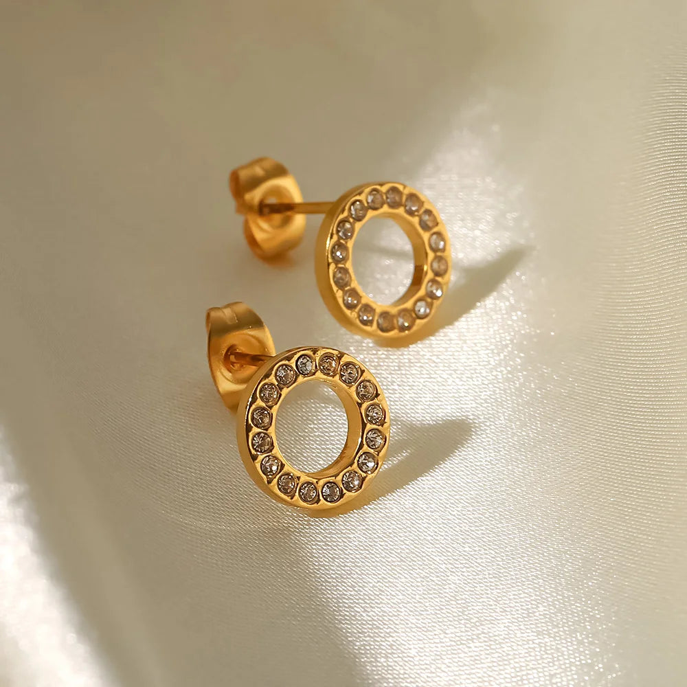 Cubic Zirconia Earrings 18K Gold Plated for Women 