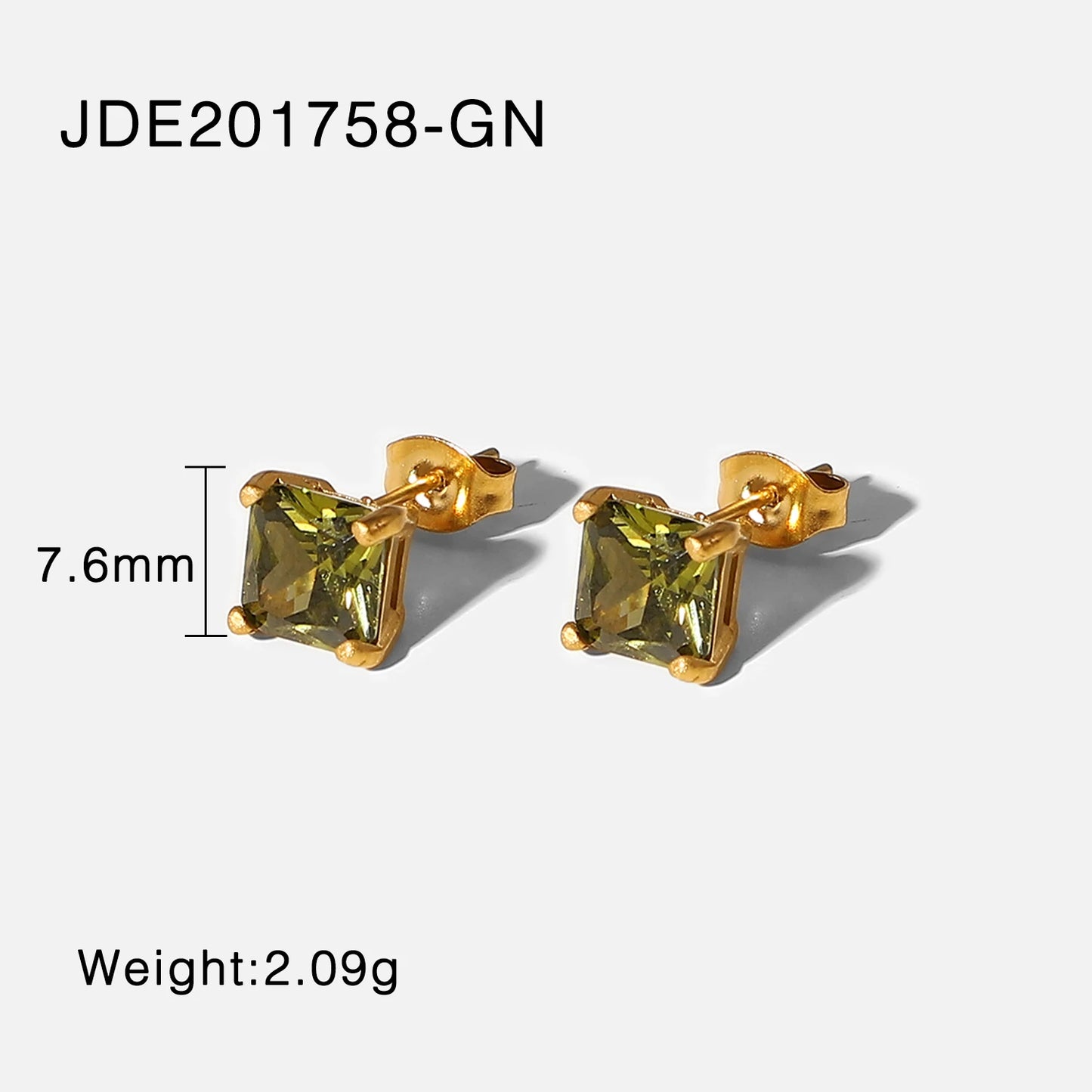 Colorful Cubic Earrings 18K Gold Plated for Women Green Size