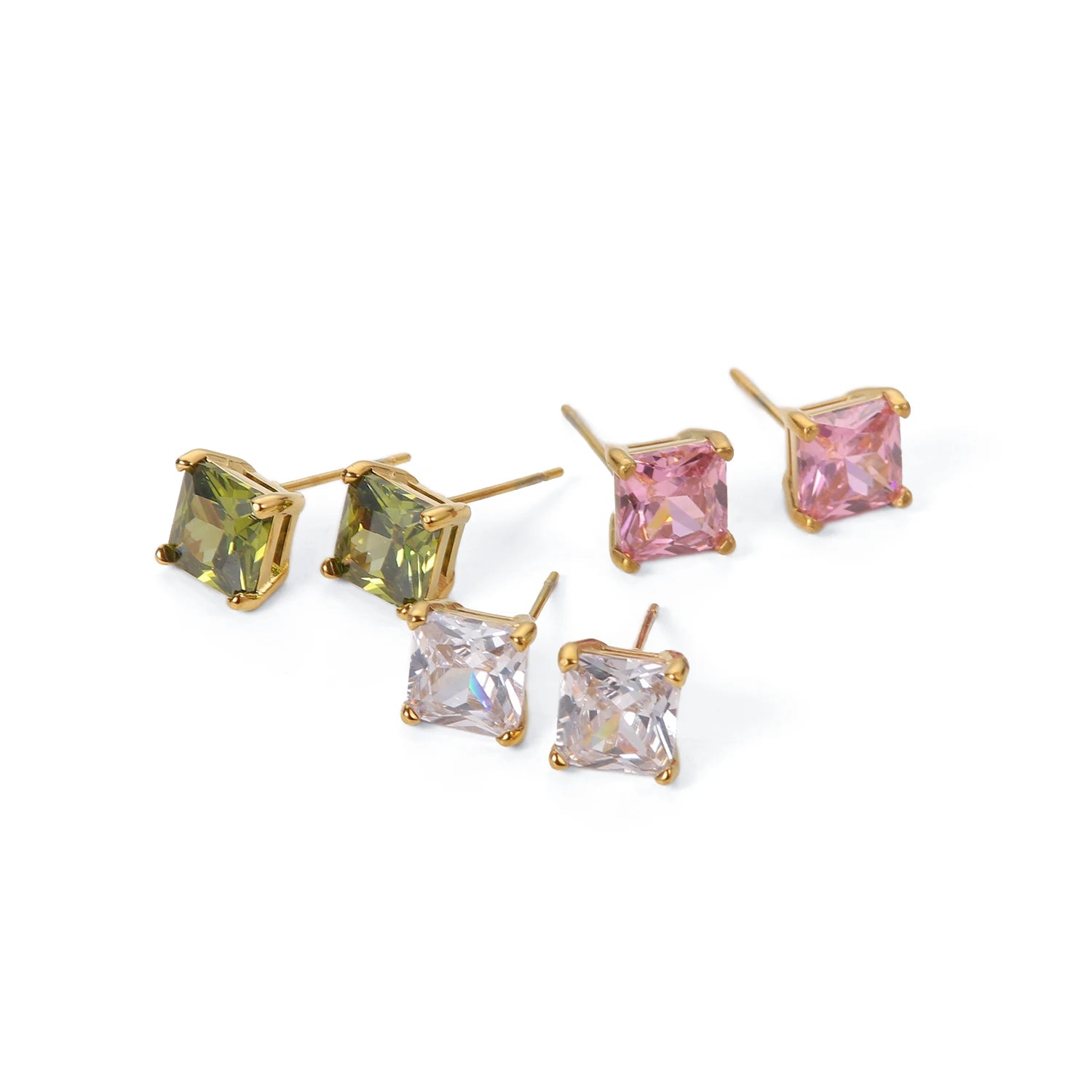 Colorful Cubic Earrings 18K Gold Plated for Women All Colors