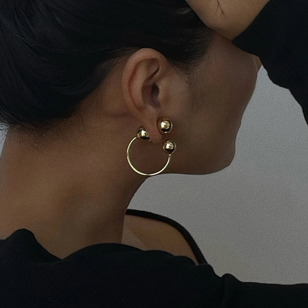 Modern Gold Plated Earrings with model