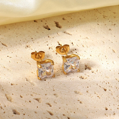 Colorful Cubic Earrings 18K Gold Plated for Women White Closer