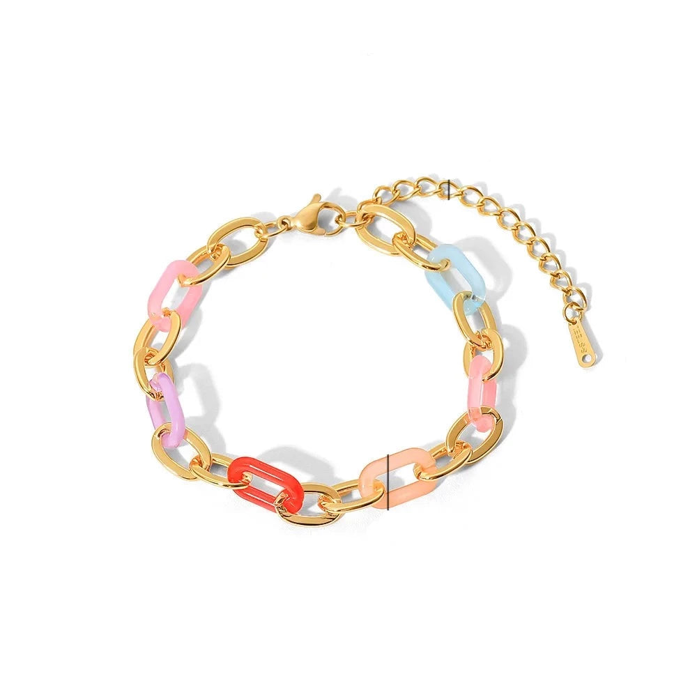 Colorful Bracelet 18K Gold Plated for Women Colorful White Background