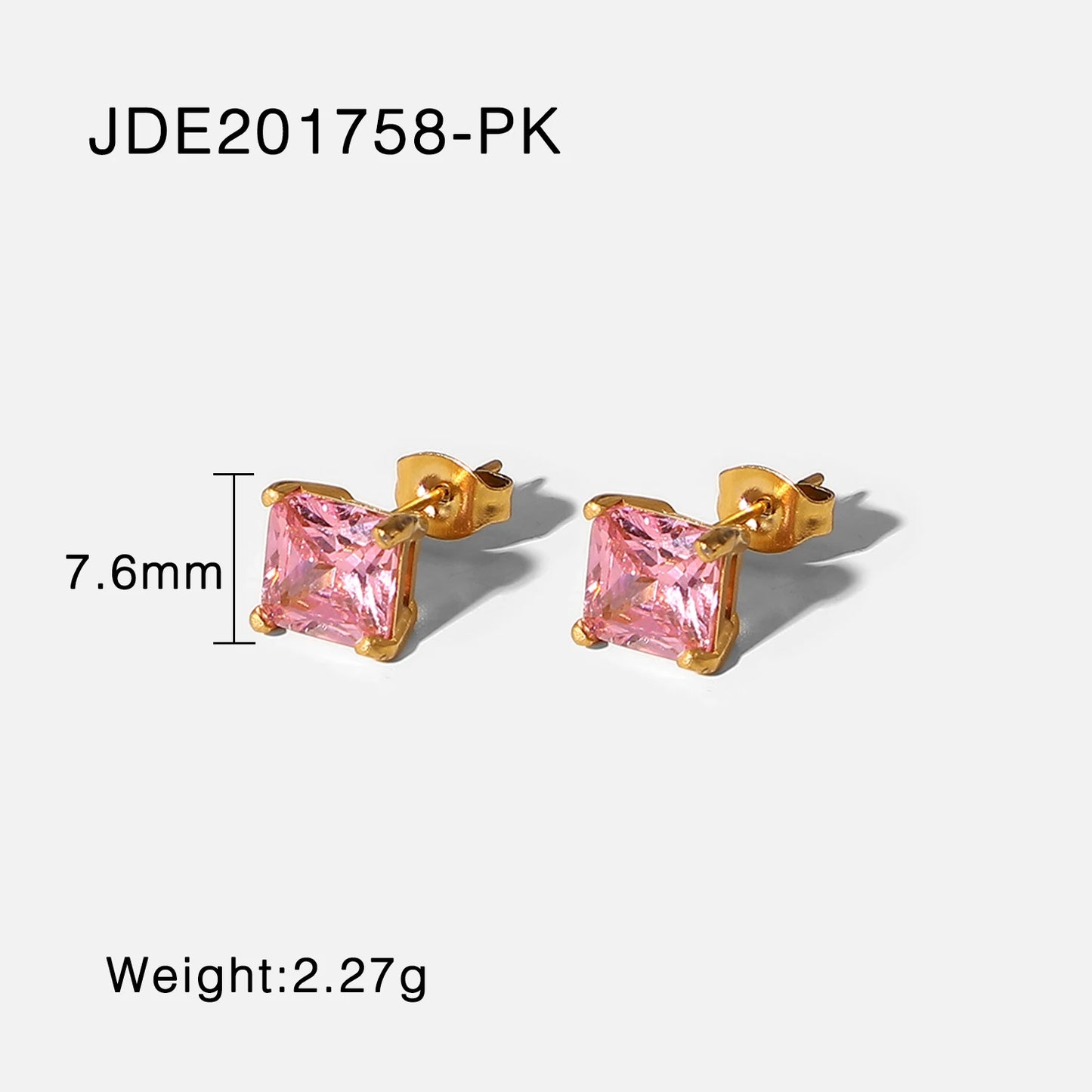 Colorful Cubic Earrings 18K Gold Plated for Women Pink Size
