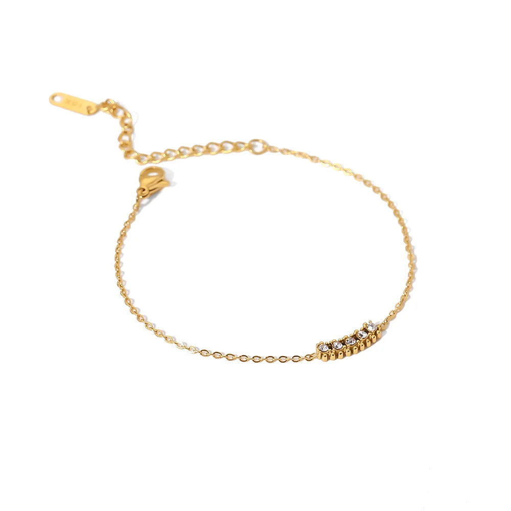 Cubic Zirconia Bracelet 18K Gold Plated for Women White Background
