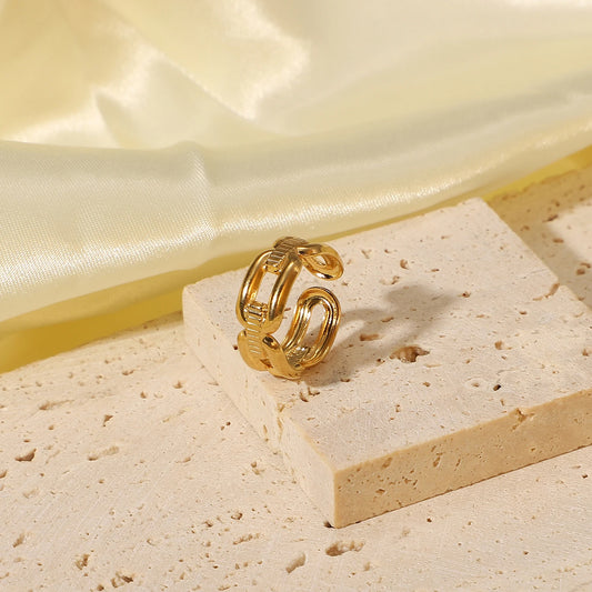 Adjustable Minimalist Rings 18K Gold Plated For Women on the rock