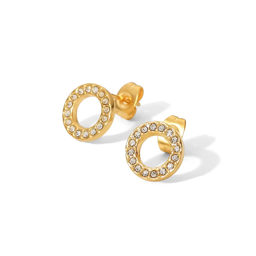 Cubic Zirconia Earrings 18K Gold Plated for Women White Background